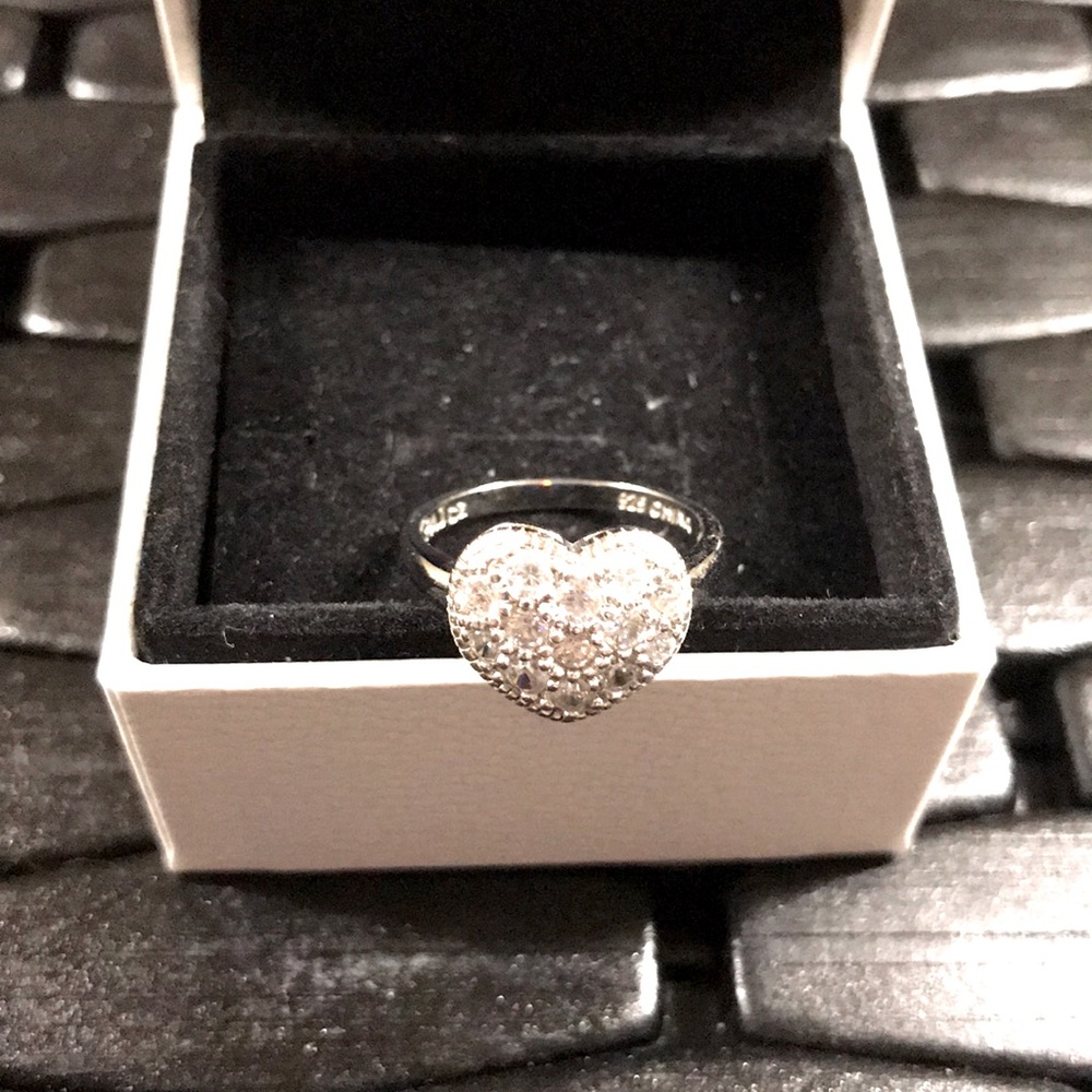 Sterling silver and CZ heart ring